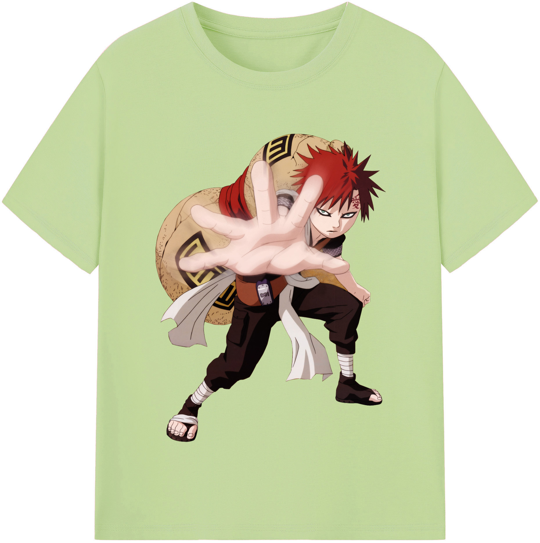 （画像用） NARUTO -ナルト- ガアラ Gaara 綿100％半袖Tシャツ（フロントプリント）